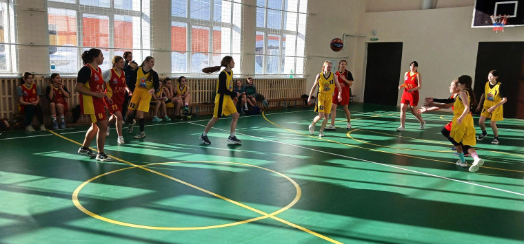 Районные соревнования по баскетболу среди девушек.